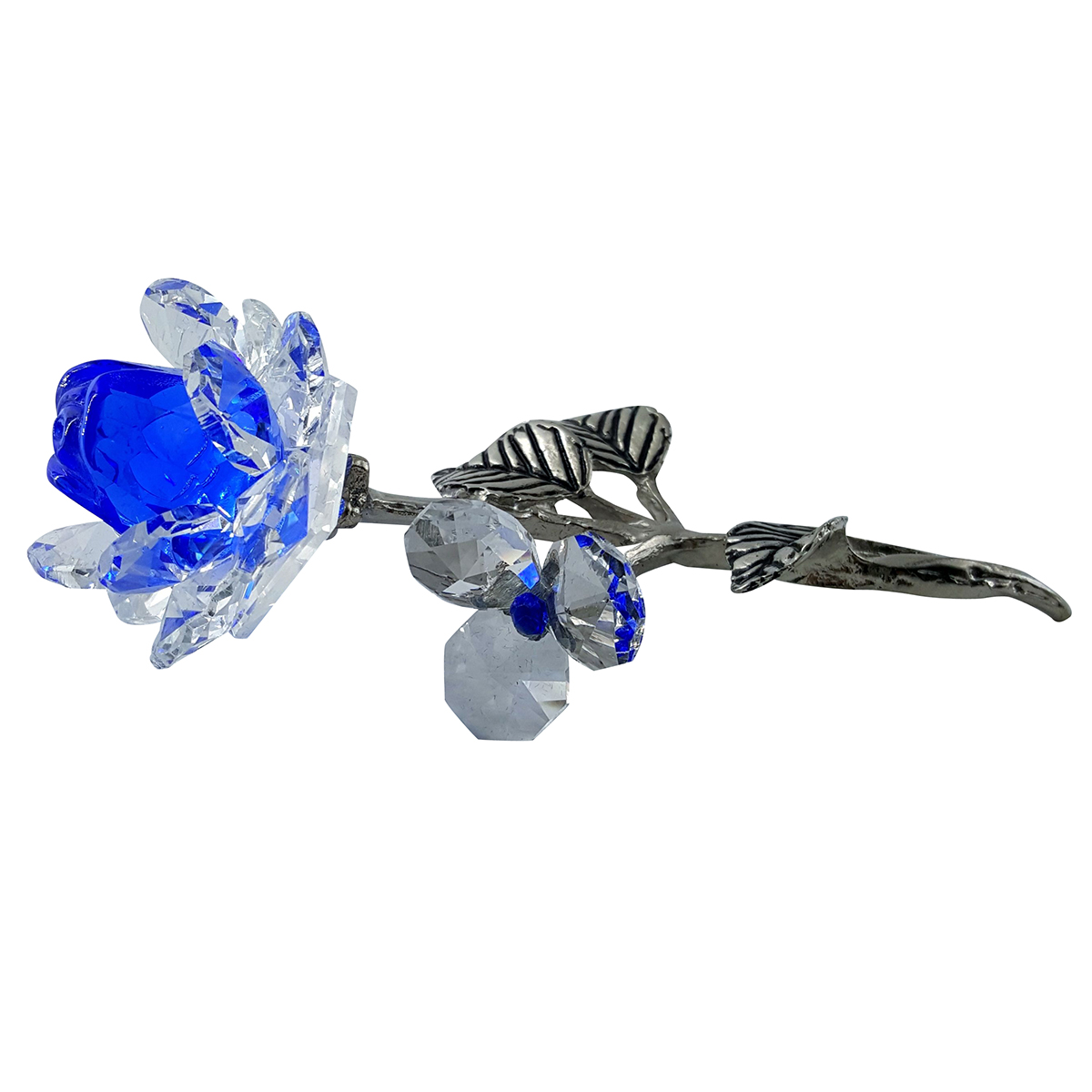(image for) Crystal Blue Milano Rose in Velvet Box by Crystal Florida