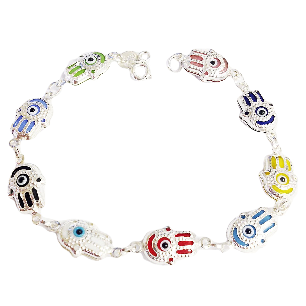 (image for) Sterling Silver Evil Eye Bracelet Multicolor 9048-2