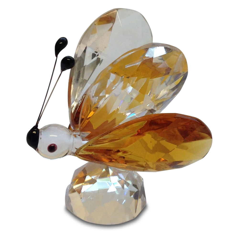 Crystal Amber Butterfly Figurine Small By Crystal Florida - Click Image to Close