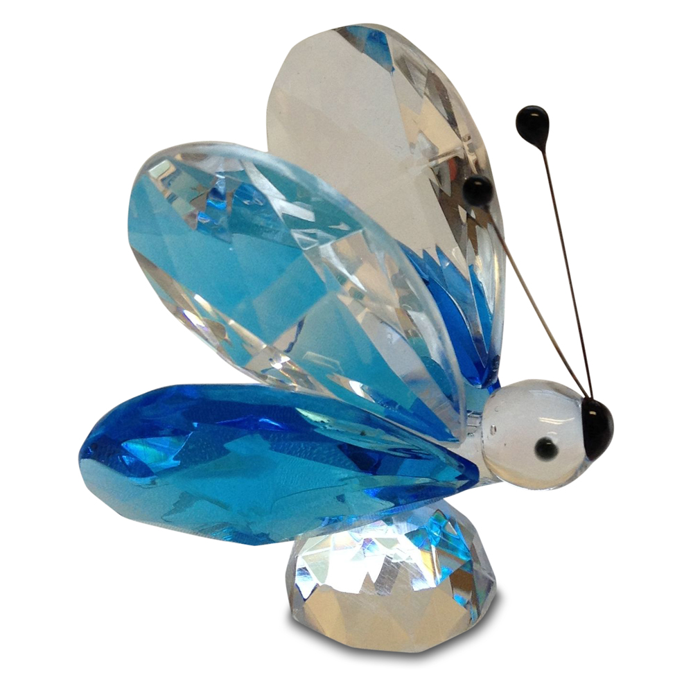 Crystal Blue Butterfly Figurine Small By Crystal Florida - Click Image to Close