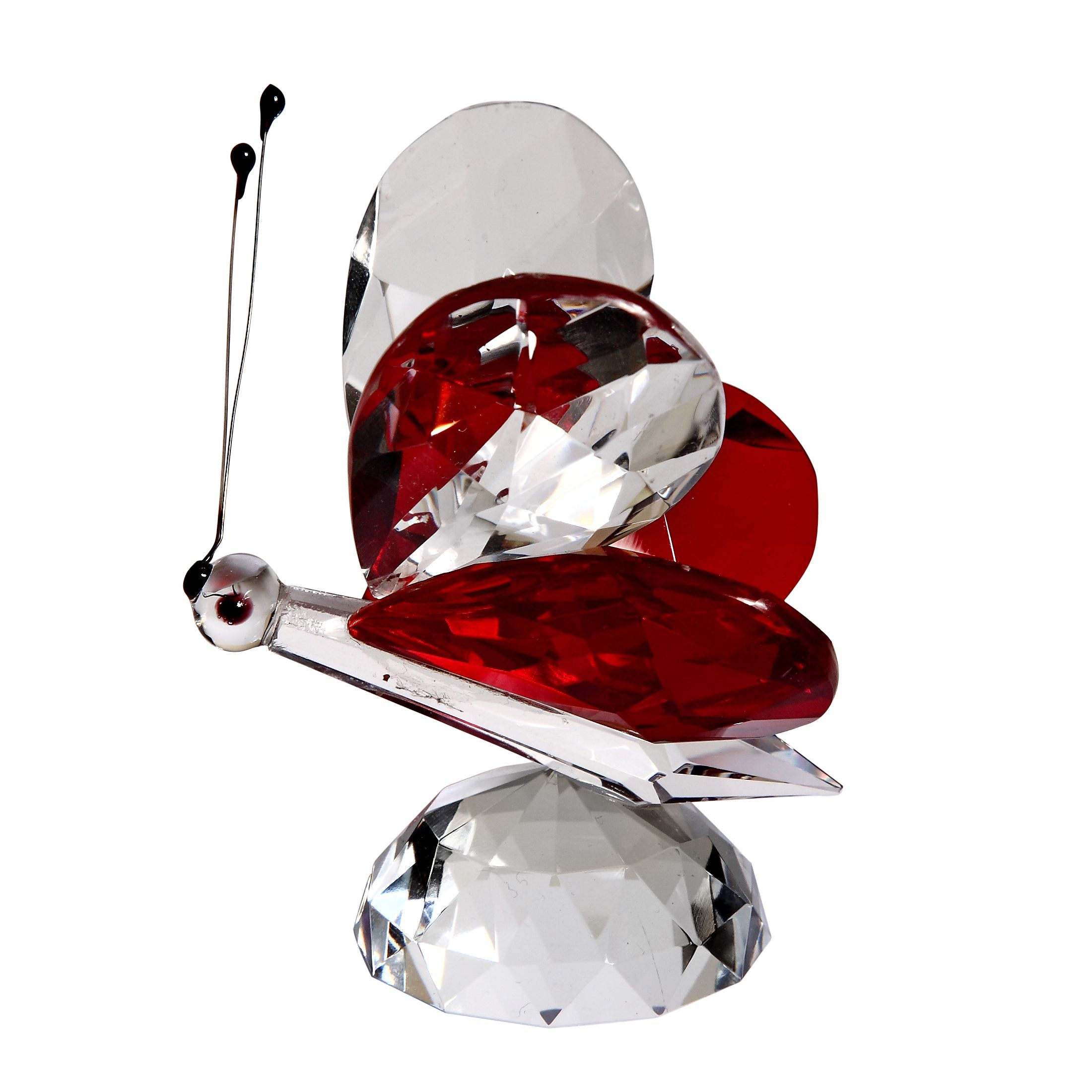 Crystal Red Butterfly Figurine Large By Crystal Florida - Click Image to Close
