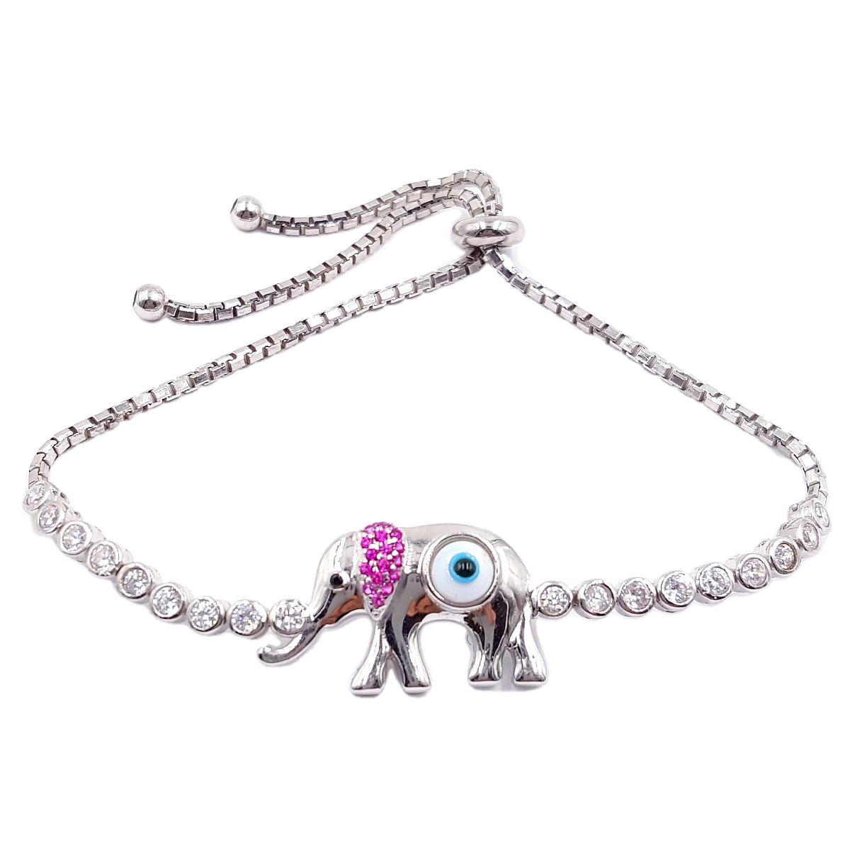 Evil Eye High Quality 925 Sterling Silver Elephant Bracelet