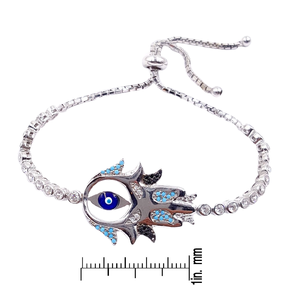 Evil Eye High Quality 925 Sterling Silver Hamsa Bracelet