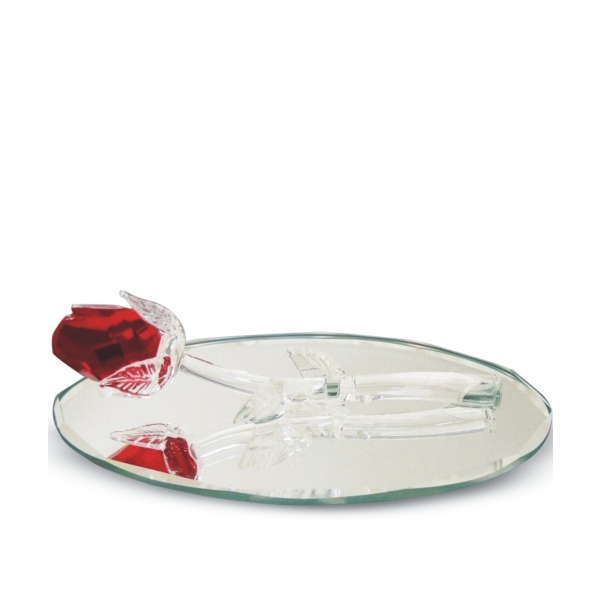 RETIRED ITEM -  Crystal Red Rose on Oval Mirror