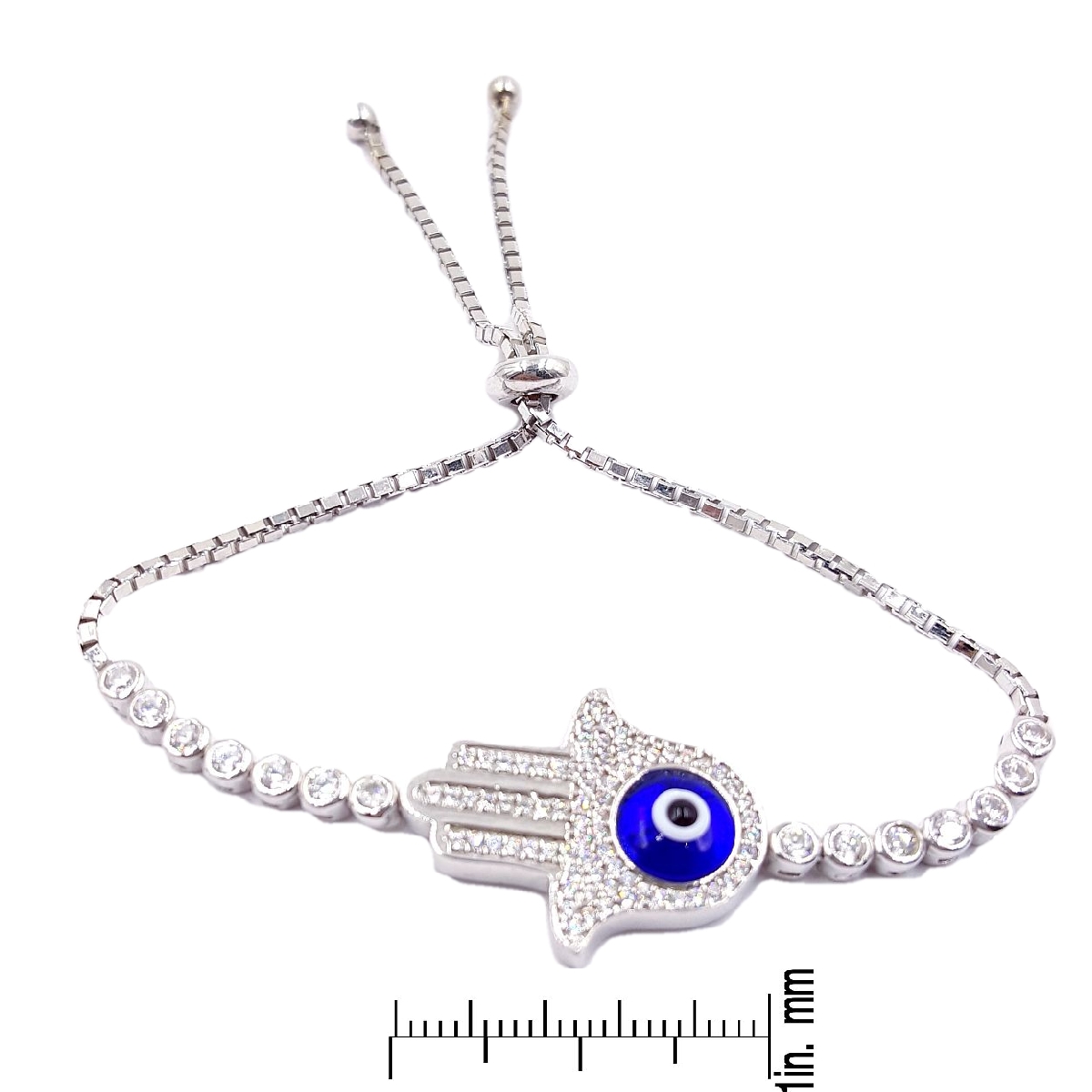 Women's Evil Eye Lucky Hamsa Bracelet Authentic 925 Sterling Silver Men's  Luxury Round Blue Eye Cz Crystal Tennis Bracelet | SHEIN